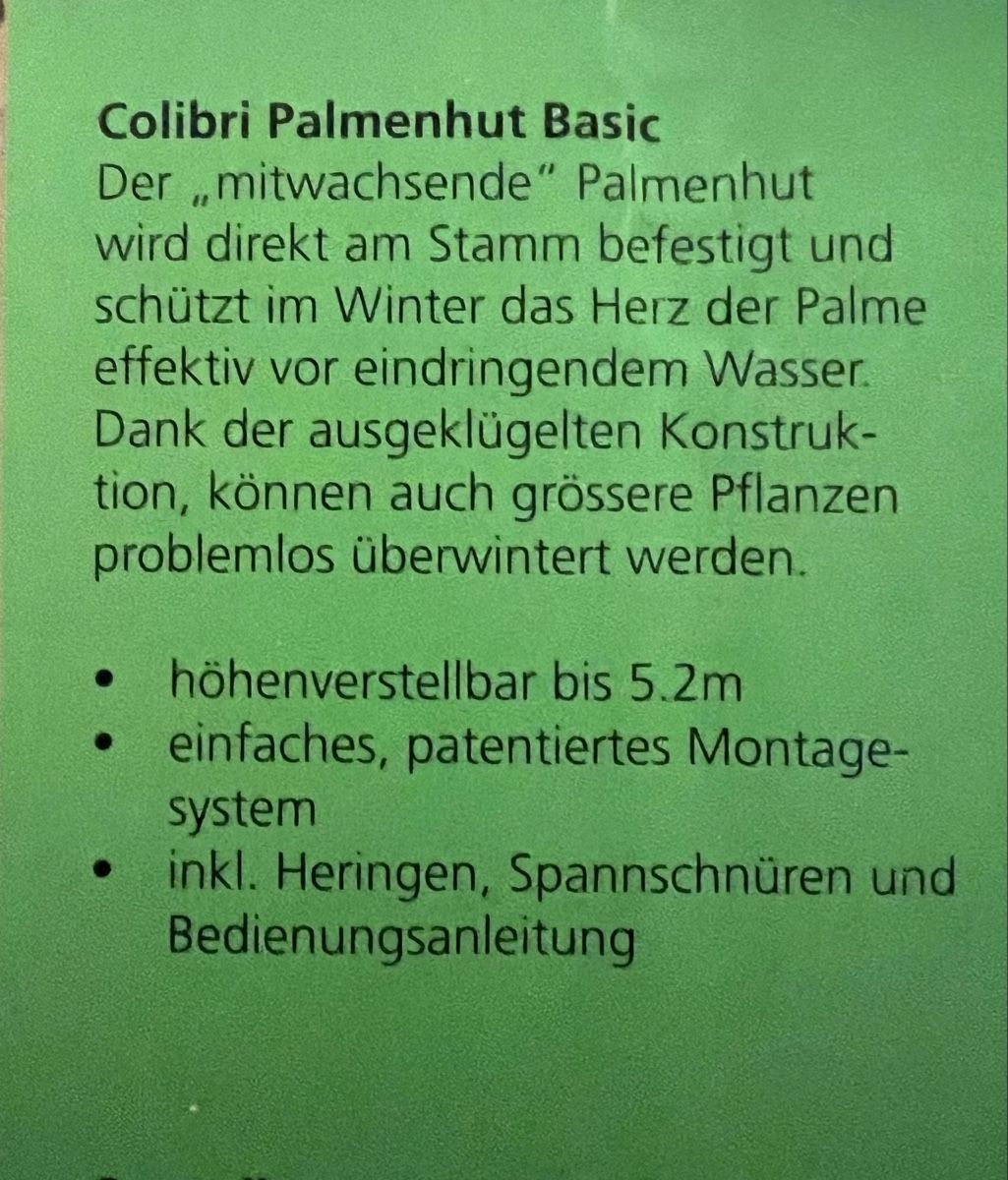 Gartenhäuser & Gewächshäuser: Colibri Palmenhut Basic Winterschutz bis 5.2m  – Gebraucht aus Giebenach von Janosch79 2