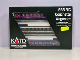 Kato, K23003, SBB, RIC Couchette Wagenset, mit KKK, Neu