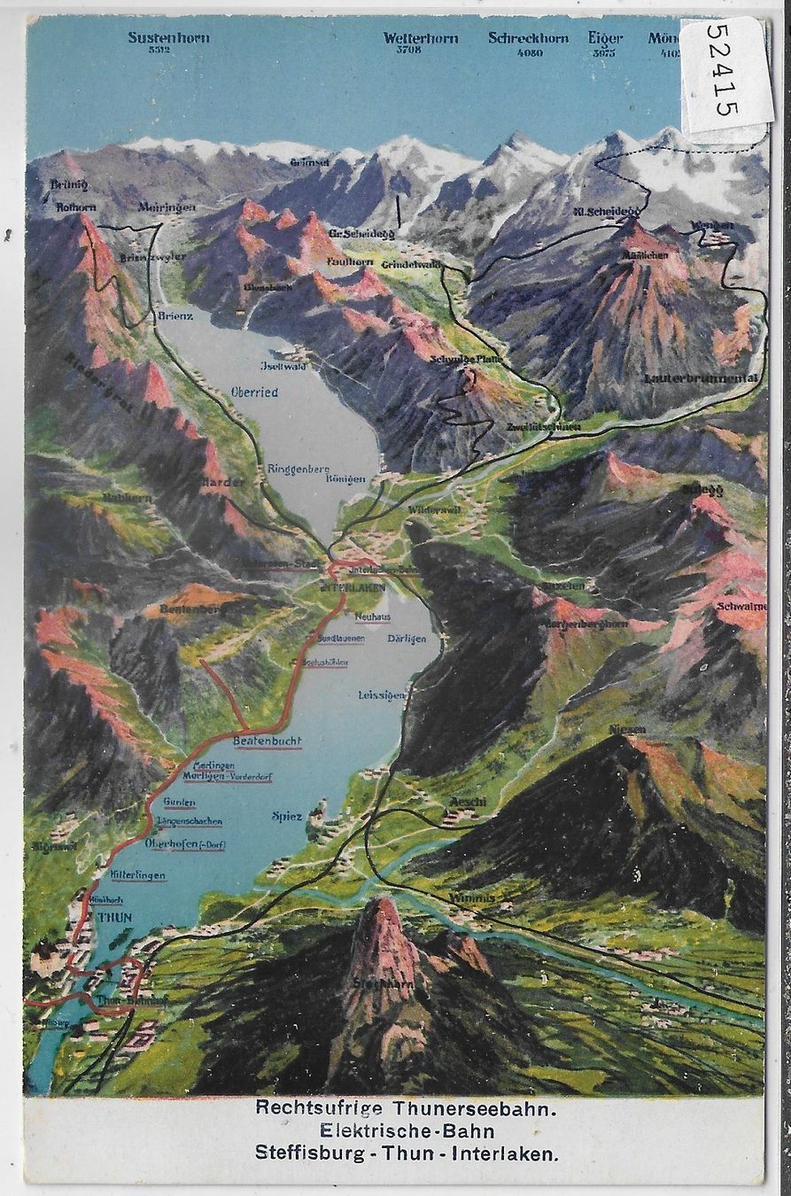 Cartoline postali: Rechtsufrige Thunerseebahn - Elektrische-Bahn - Steffisburg- – Usato da Ettingen venduto da Kartenplanet
