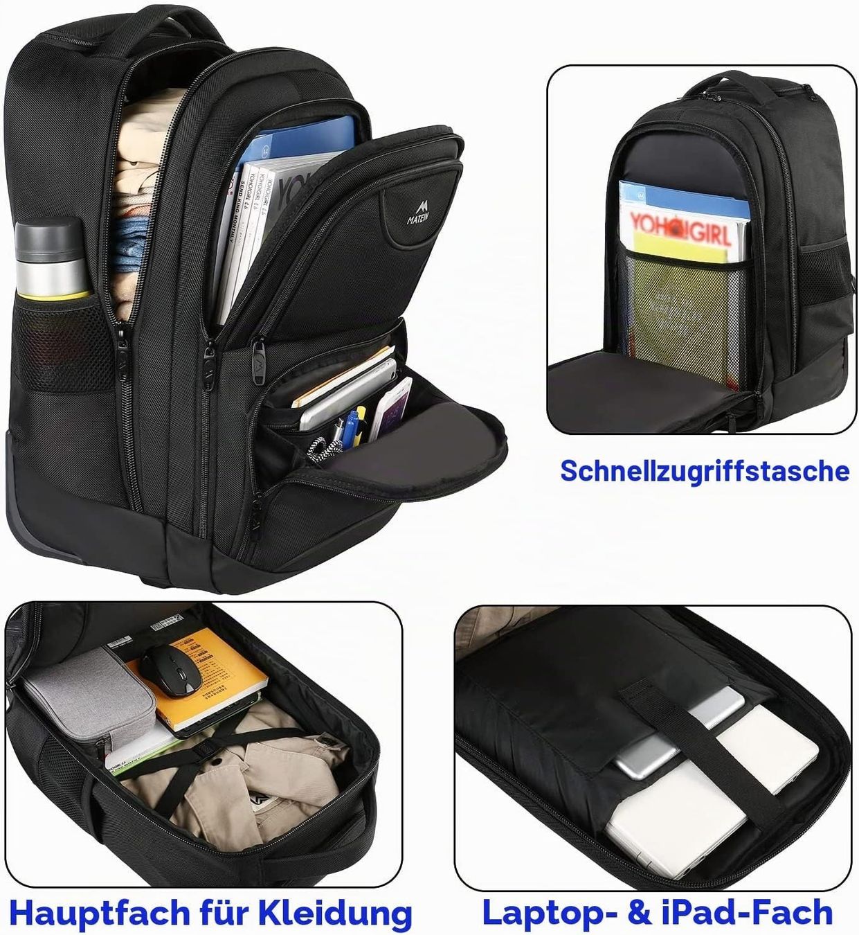 Rucksack mit Rollen Trolley Handgepäck 36L Laptop 17 Zoll (Neuf avec ...