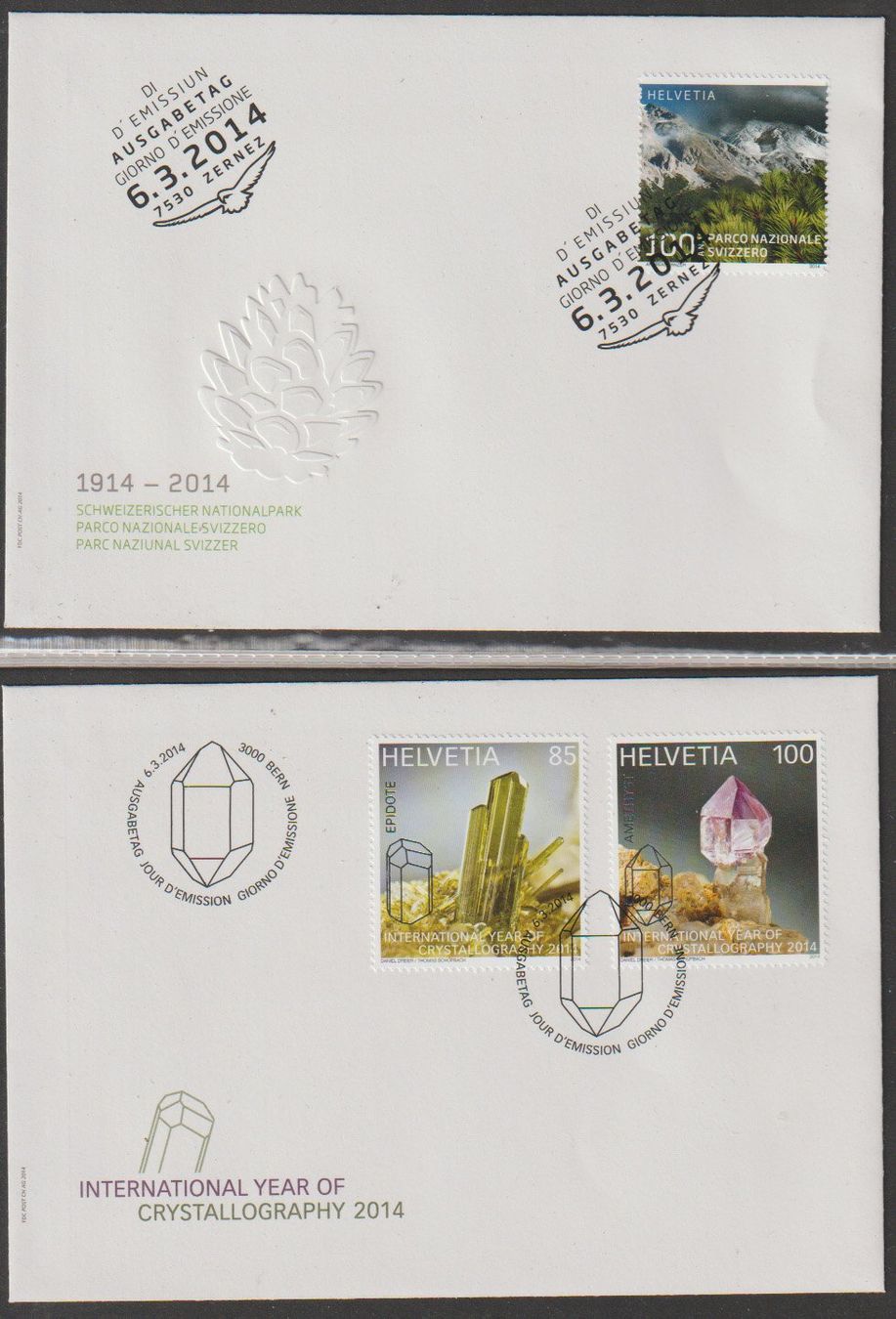 Alle Briefmarken: CH 4 Enveloppes Premier Jour  2014 – Gebraucht aus Crans-Montana von kira56