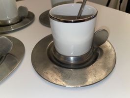 Art Deco Mokkaservice Design Espresso Pewter Zinn Porzellan