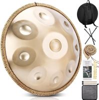 Handpan D-Moll 9 Noten Gold Handtrommel inkl. Zubehör