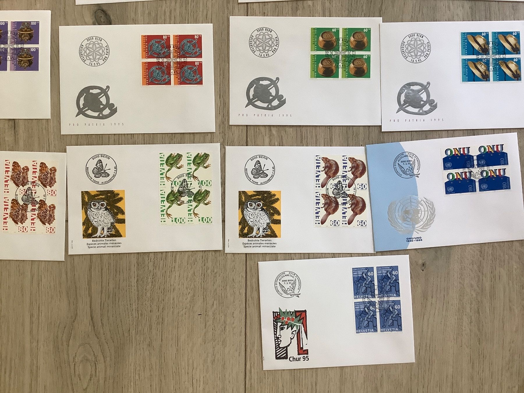 Tutti i francobolli: 55 FDC Schweiz, 1994 und 1995 Viererblöcke – Usato da St. Gallen venduto da herbrig2 8