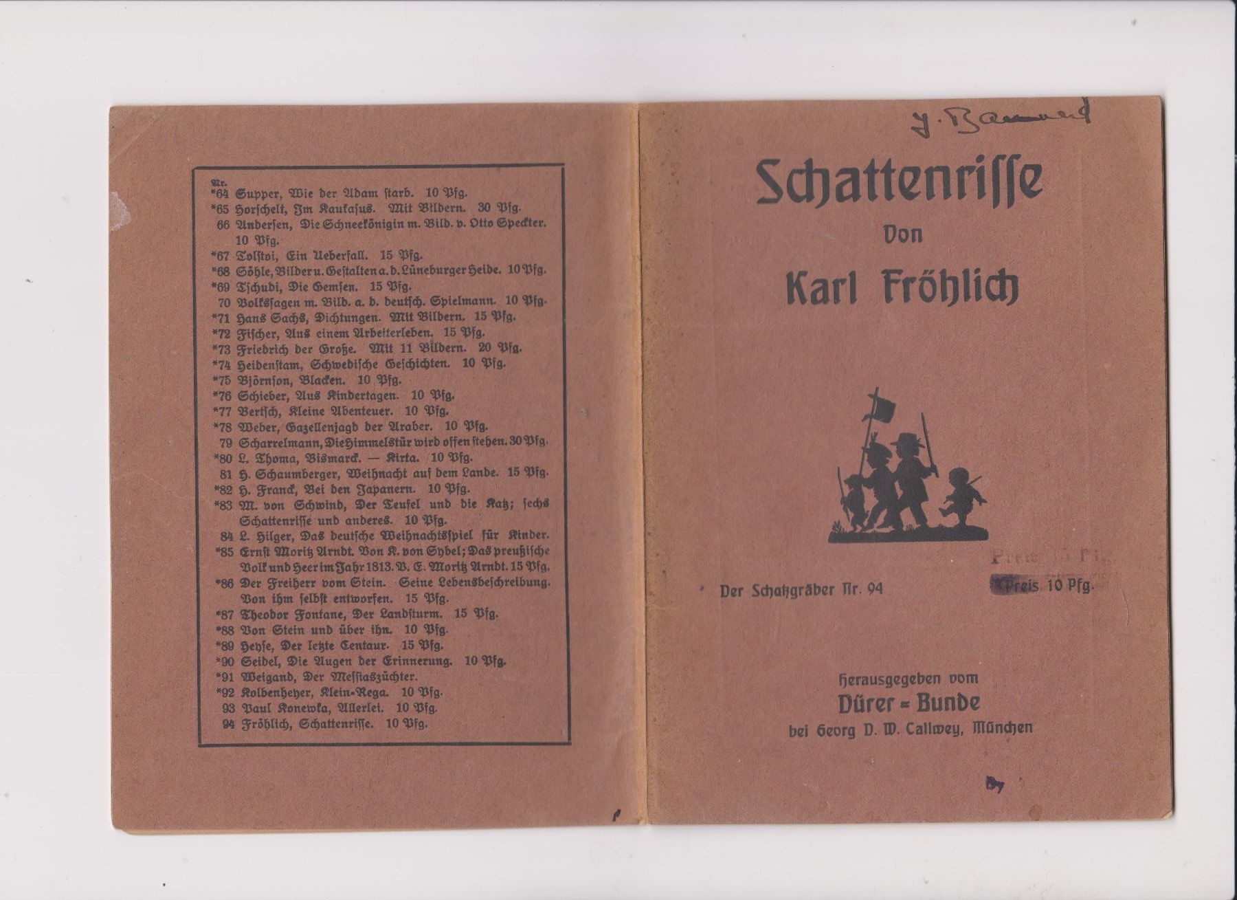 Libri: Buch Schattenriffe K. Fröhlich – Usato da Bex venduto da Canouille 3