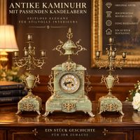 Antike Kaminuhr mit zwei Kandelabern aus Onyx und Messing