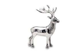 Figur Hirsch 45 x 12 x 40 cm Rentier Metall Silber Reh