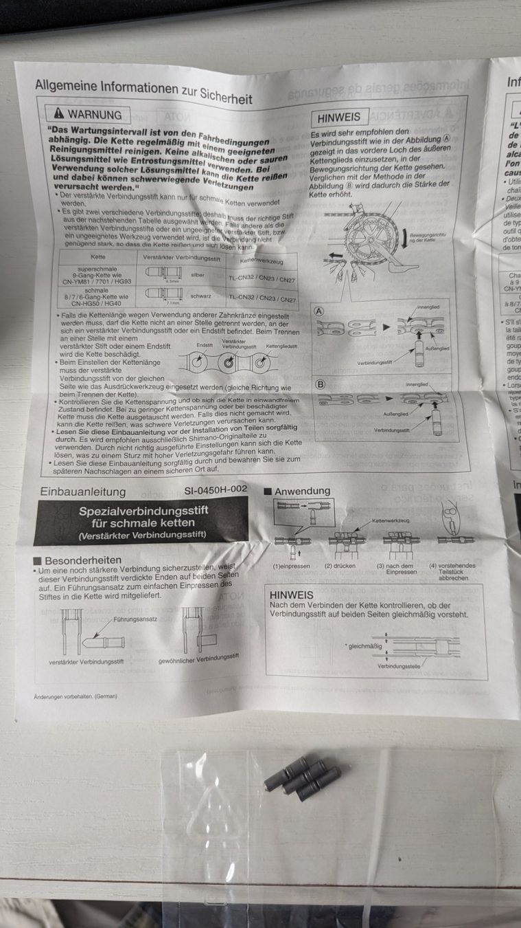 Shimano Pezzi di ricambio: Shimano Kettennietstifte – Nuovo e nell'imballaggio originale da Adligenswil venduto da Enigma 2
