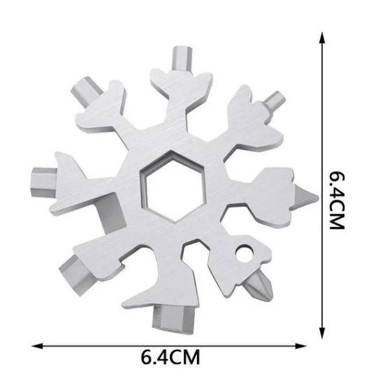 3-tlg. Schneeflocken Multitool Set - 18-in-1 Werkzeug Als Schlüsselanhänger