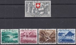 56-60 mit FD-Vollstempel, Kat. SBK 26 Fr. 200.00, o. Gummi