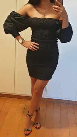 Zara Kleid, schulterfrei, schwarz, Gr. XS/S