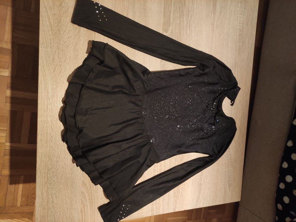 JRUIA Eiskunstlauf Kleid Mit Langen Ärmeln - Professionelles Wettkampfkleid | Elastisches Turnierkleid Mit Strass