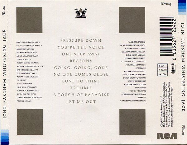 CD: John Farnham - Whispering Jack [RCA] – Usato da Unterbäch venduto da eqlut 1