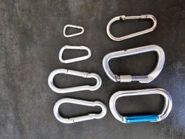 6 Karabiner Kletterset Aluminium neuwertig