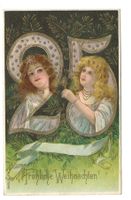 Fröhliche Weihnachten - Engel - 25. Dez. - Präge-Litho  1905