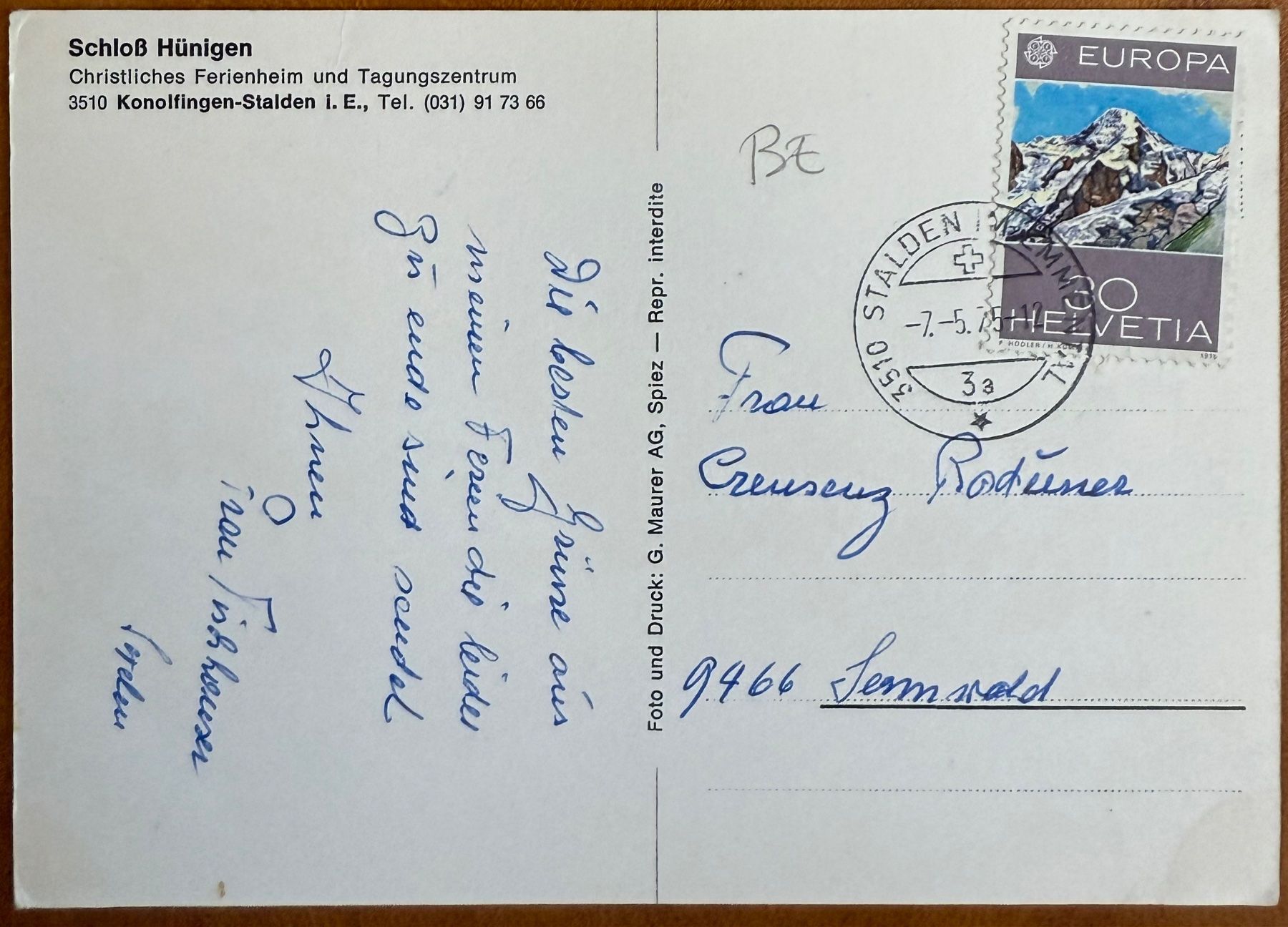 Cartoline postali: Konolfingen - Stalden - Schloss Hünigen – Usato da Lutry venduto da Ediego 1