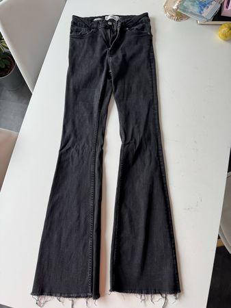 Black Flare Jeans Mango Denim Distressed, goth