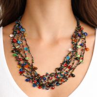 Glasperlenkette Collier Kette Bunt Halskette Glas
