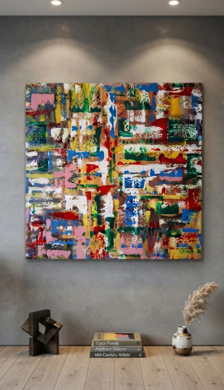 Gemälde: Gemälde " Bunt " handmade 88×88×3 – Neu (gemäss Beschreibung) aus Riehen von Steinbock1970