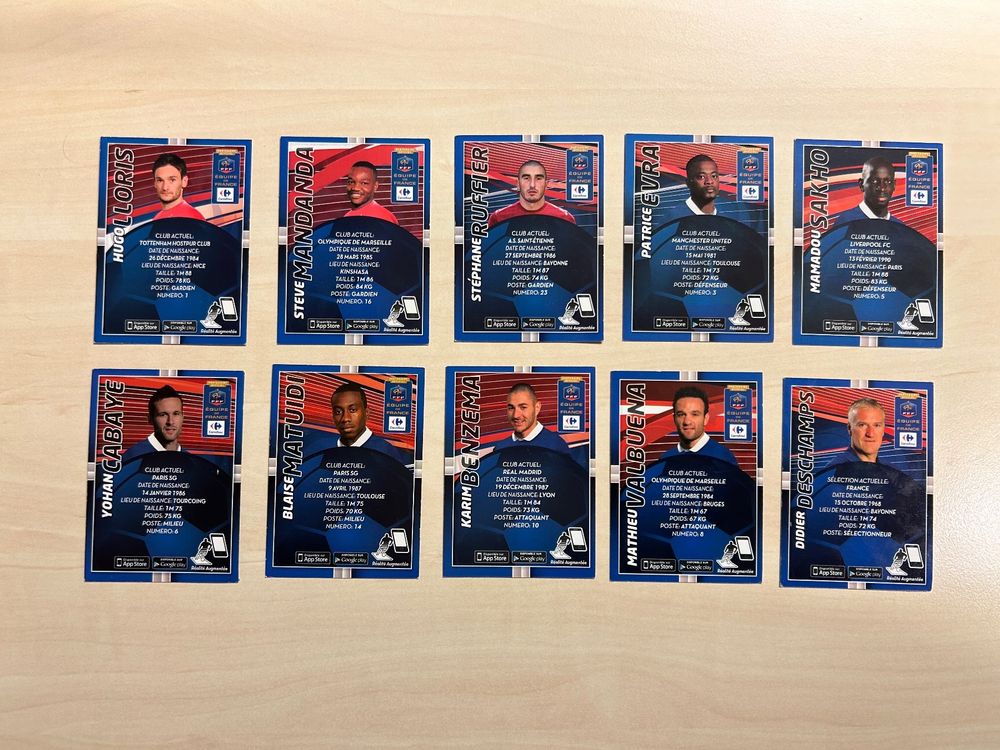 Série de 14 magnets Carrefour / Équipe de France de Football 2008-2010