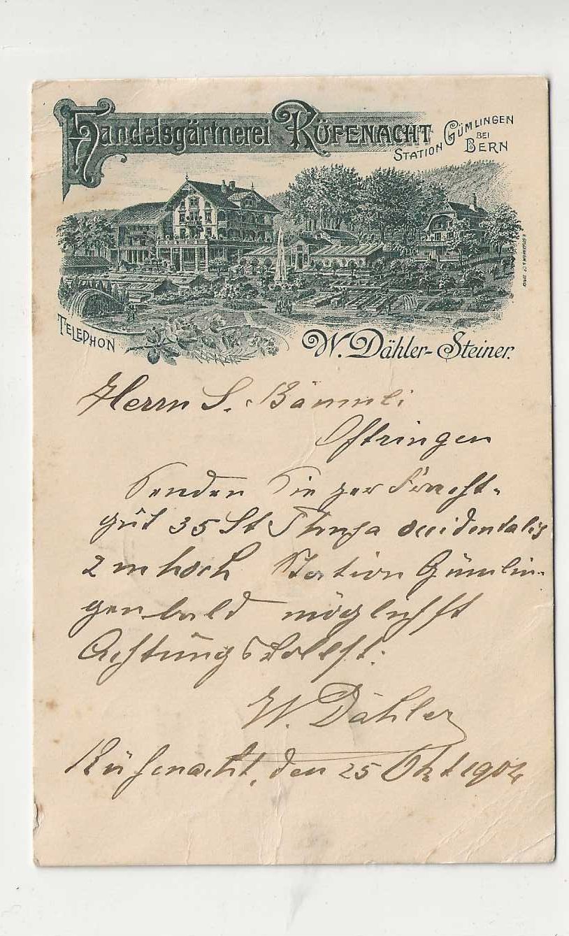 Cartoline postali: Gümligen,  Litho, 1904 – Usato da Spiez venduto da Niesen20