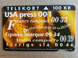 Telefonkarte Dänemark, internationale Vornummern
