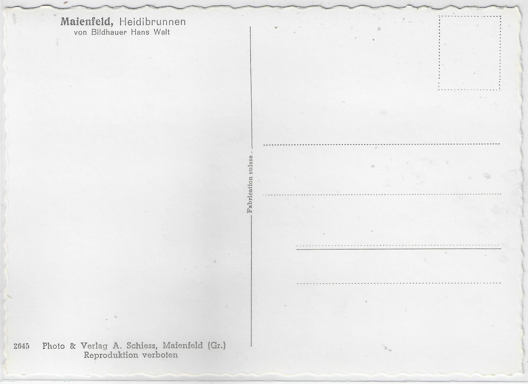 Cartoline postali: Maienfeld - Heidibrunnen – Usato da Ettingen venduto da Kartenplanet 1