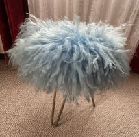 Original Mid Century Fellhocker 60er Jahre Vintage hellblau