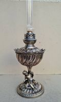 Sehr seltene versilberte Jugendstil Petrollampe um 1900