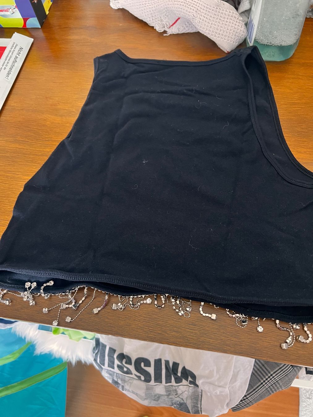 Top: Schwarzes Top mit Strass – Nuovo (secondo la descrizione) da Niederglatt ZH venduto da NICELODEON18 1