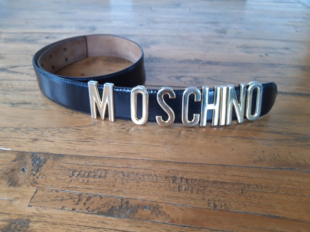 original Moschino Gürtel Taille Vintage Echt Leder gold Boho