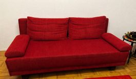 Grosses Schlafsofa Rot mit Bettfunktion (155x200cm)