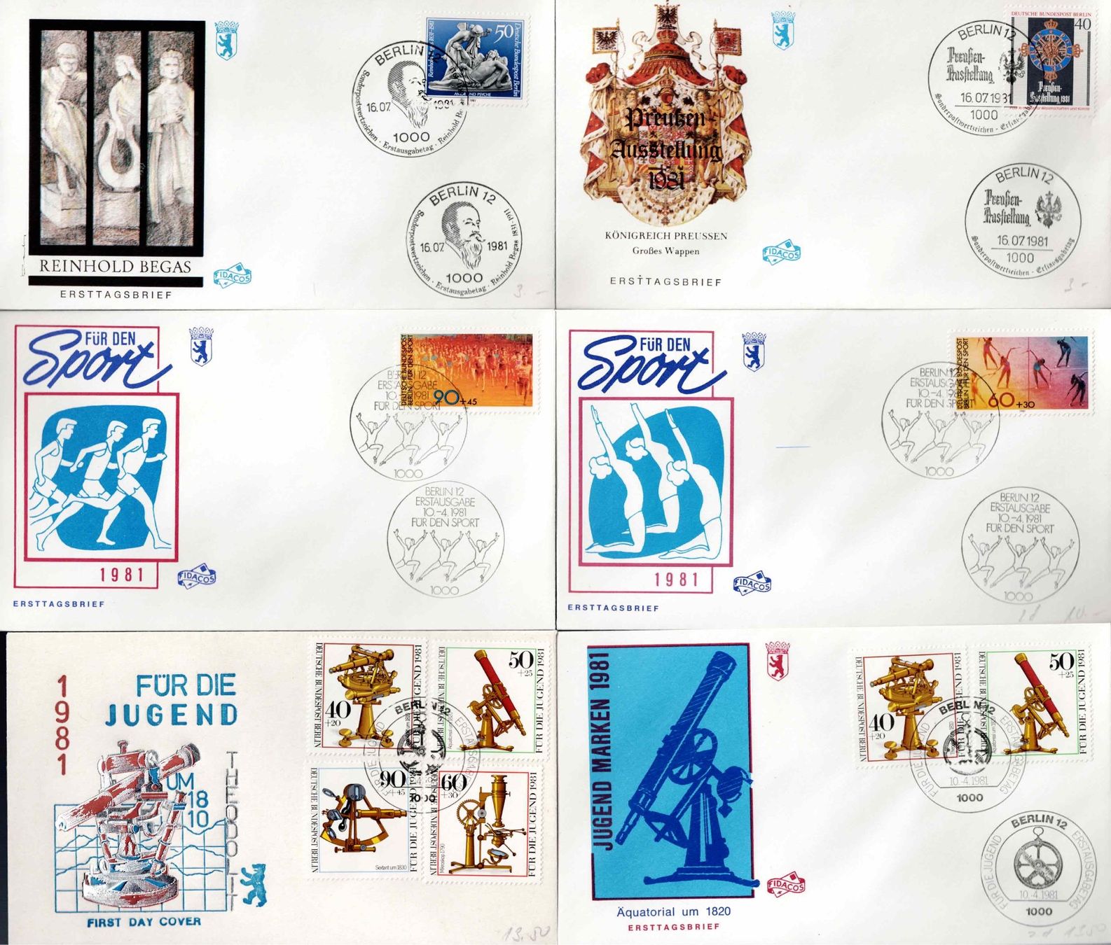 Tutti i francobolli: 6 Erstagsbrief Berlin 1981 – Usato da Koblenz venduto da Markenhimmel