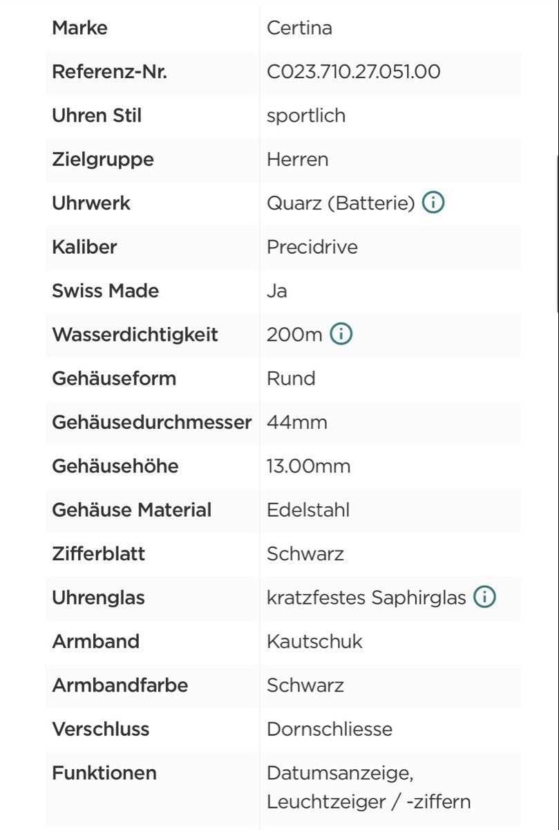 Certina Uhren: Certina DS Eagle Precidrive Uhr wie neu – Gebraucht aus Bühler von Mako4 6