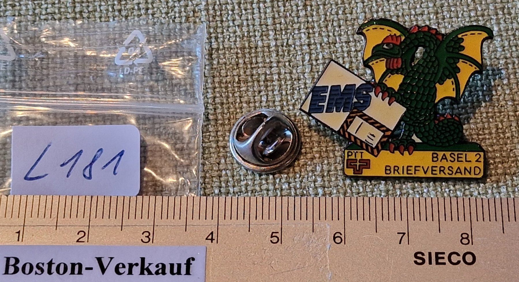 Placchette & Badge: L181 - Pin Basilisk EMS PTT Die Post Basel 2 Briefversand – Usato da Reinach BL venduto da Boston-Verkauf 2