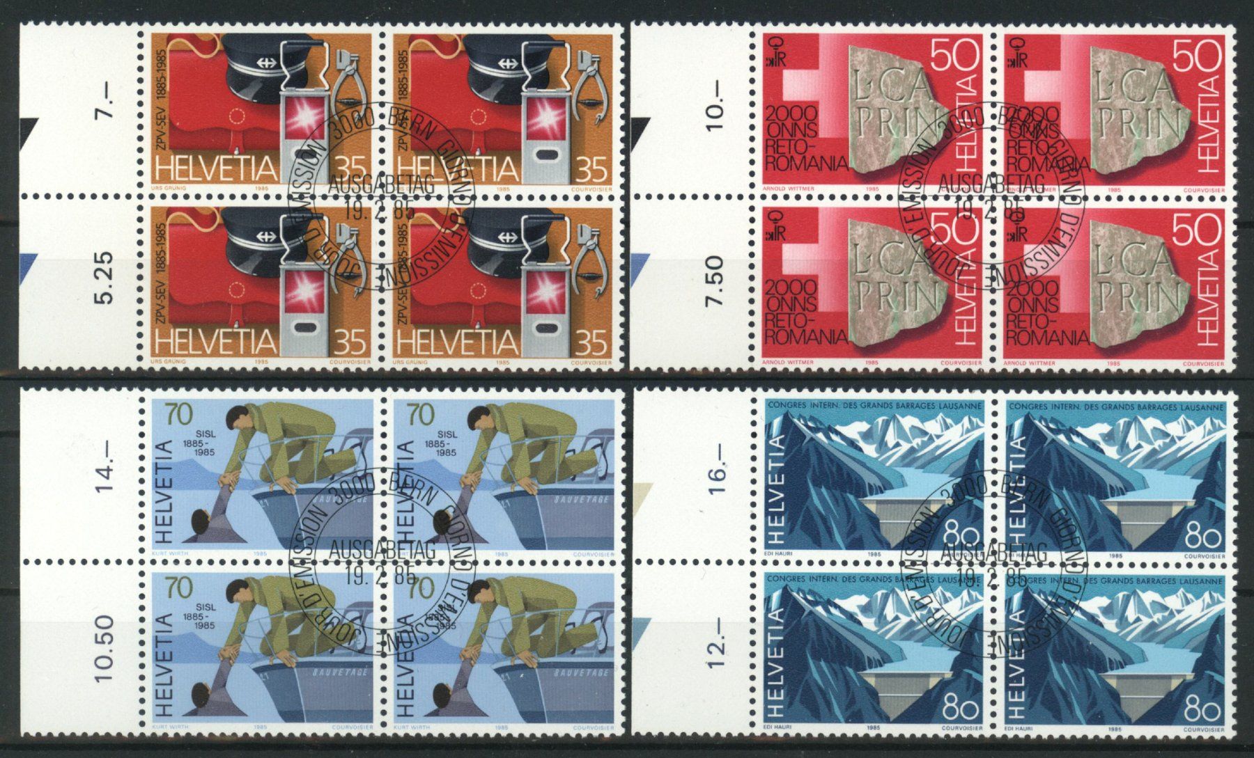 Tutti i francobolli: 1985, Viererblöcke, ET, Sonderpostmarken I – Usato da Willisau venduto da Vollstempel