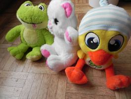 Kuscheltiere Frosch, Bär, Ente, Plüschtiere 3er Set