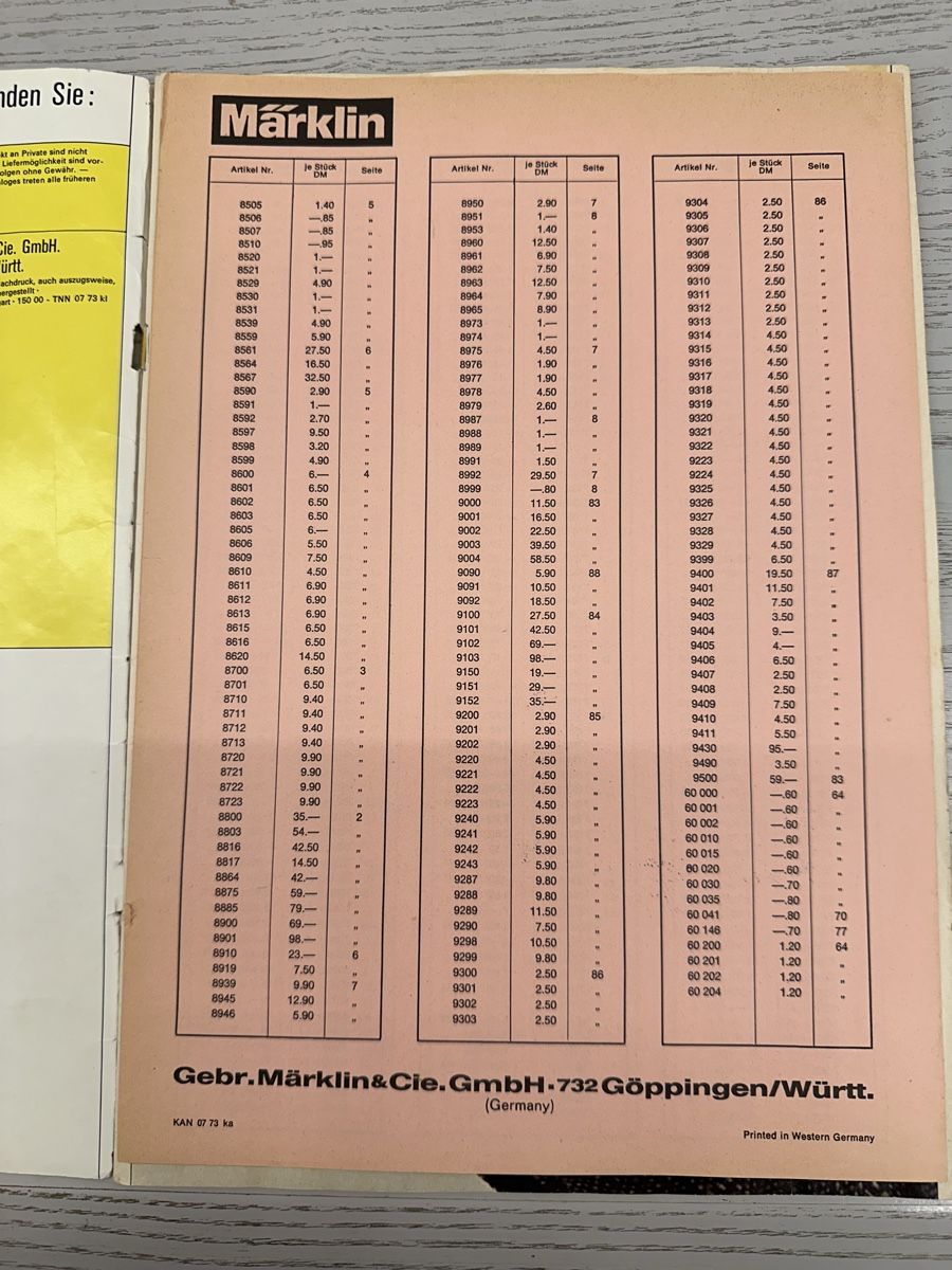 Märklin Modellini di ferrovie: Märklin Katalog 1973 D – Usato da Lupsingen venduto da New-Haven 1