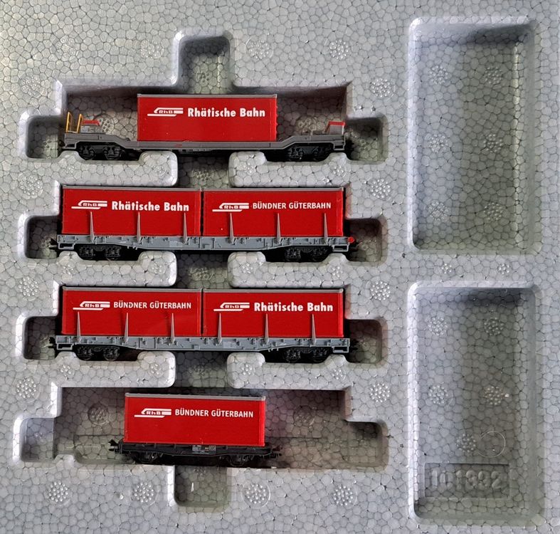 RhB Bündner Güterbahn Rhätische Bahn Container Set Spur N (Neu (gemäss ...
