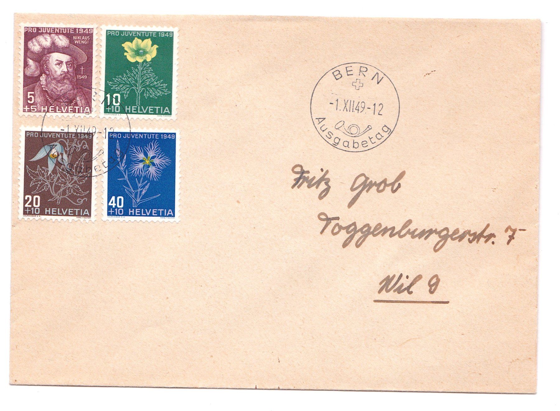 Alle Briefmarken: PJ-FDC 1949 – Gebraucht aus Richterswil von Dyaris2025