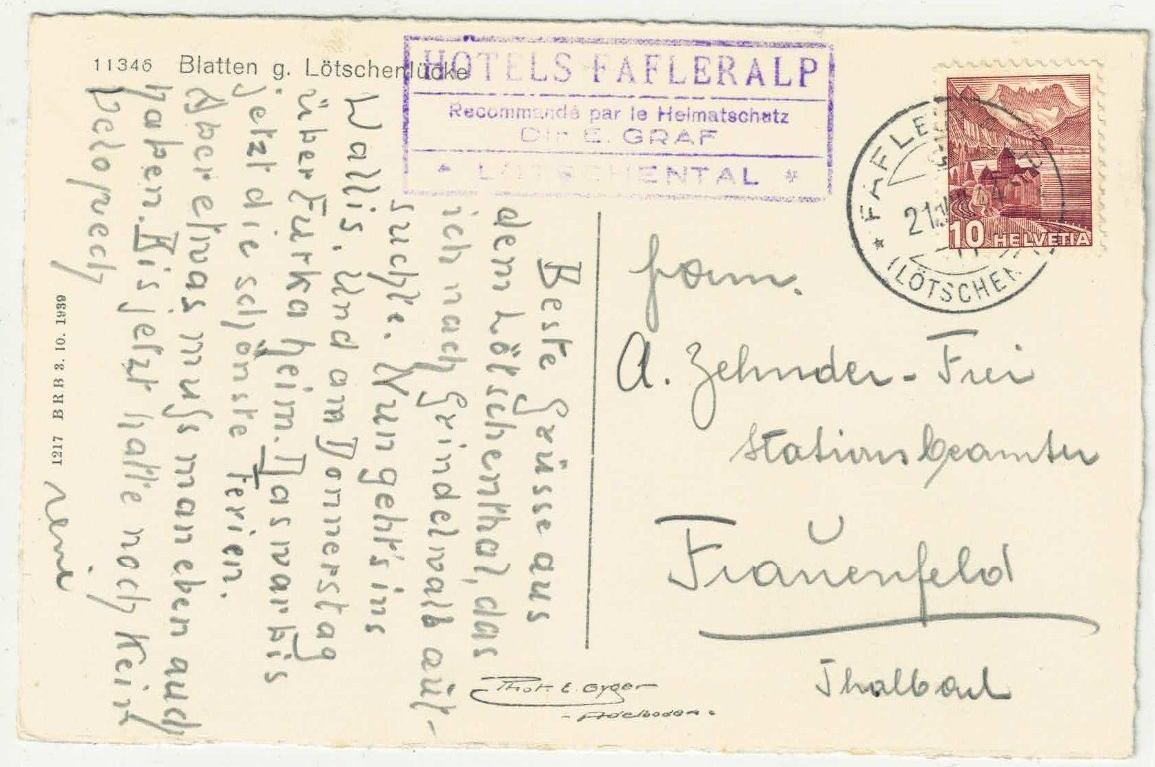 Cartoline postali: Blatten gegen Lötschental - Photo: E. Gyger – Usato da Ettingen venduto da Kartenplanet 1