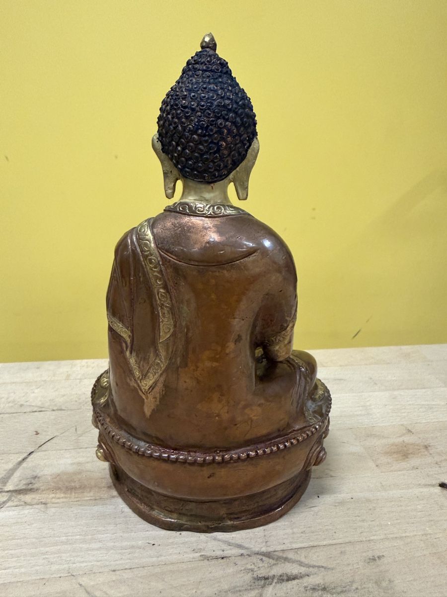 Statuette: Buddha Figur Messing Sitzend mit Sockel antik – Usato da Strengelbach venduto da RaenAntikDesign 4