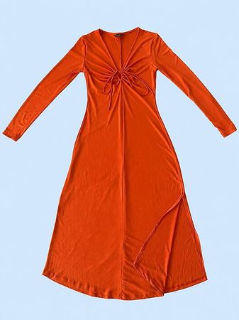 Orange Long Sleeve Dress - Stradivarius