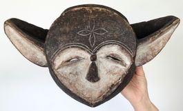 Rarität feine alte Doppelkopf Maske der Kwele Gabun 38 cm