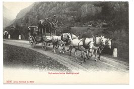 Schweizerische Gebirgspost - 5-spännige Postkutsche  um 1910