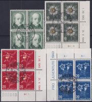 1944, J109-J112, gestempelte Viererblöcke Zürich: Kat: 80.-