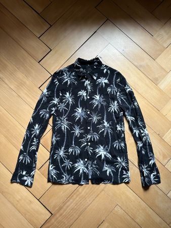 Hemd schwarz-weiss mit Palmen S