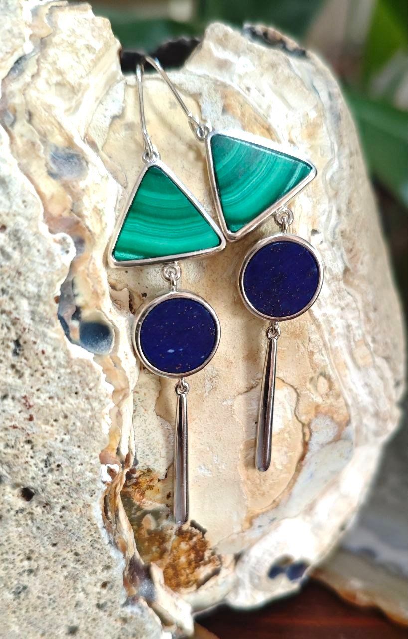 Ohrringe & -stecker: LAPISLAZULI/MALACHITH OHRHÄNGER ST. SILBER 925° MP – Neu (gemäss Beschreibung) aus Weiningen ZH von actera 6