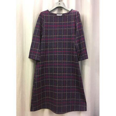 Piu & Piu Jersey 3/4 A Schlupf Kleid violett mit Karo Gr 44