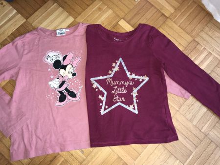 2 Shirts Minnie Mouse / Glitzer Stern Grösse 116 -Porto 3.40